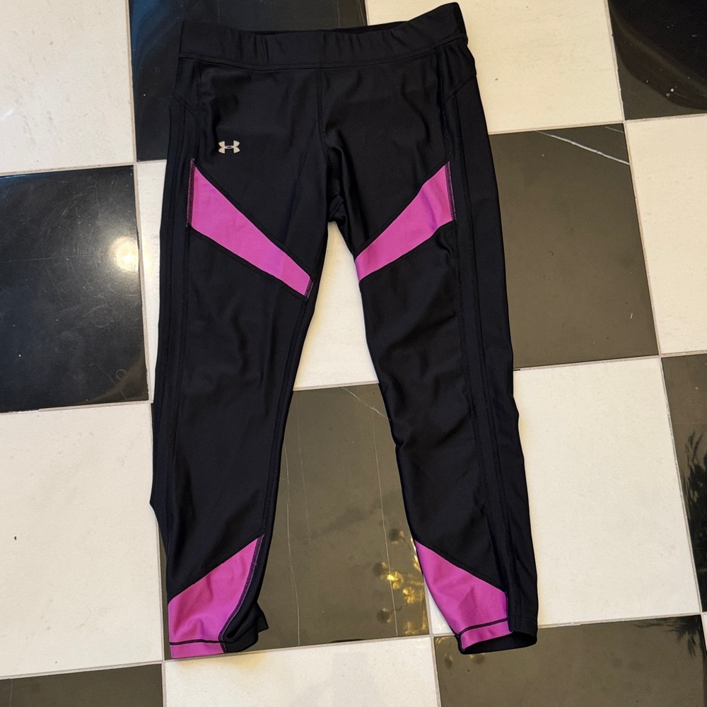 Under Armour Black Leggings with Purple Accents